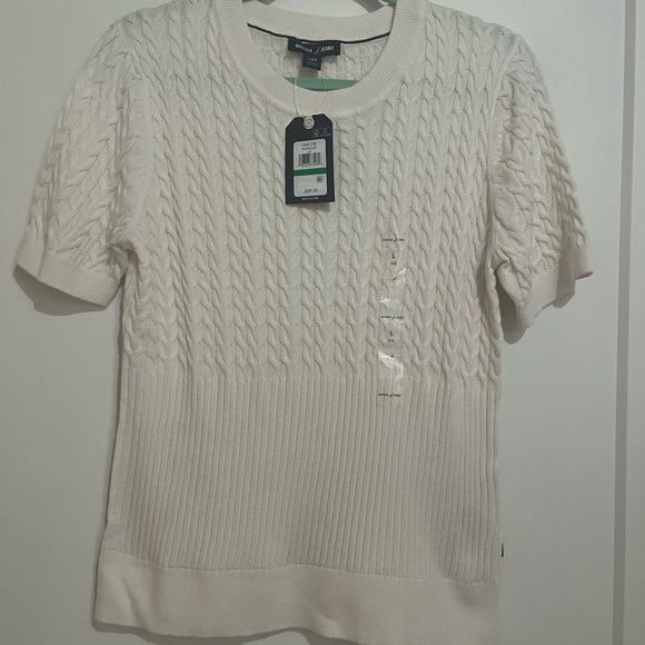 NWT Nautica Jeans Women's Cable-Knit Short-Sleeve Sweater - Picture 1 of 7